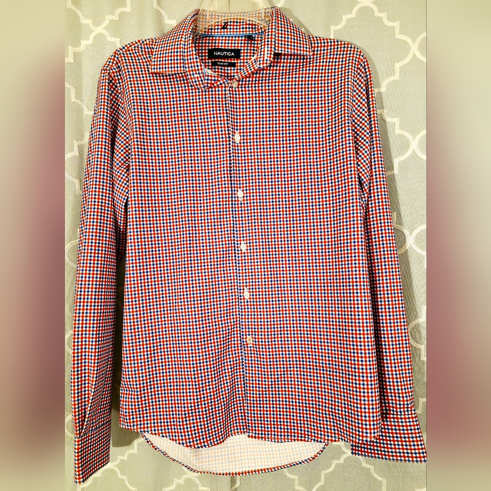 Nautica Red and Blue Plaid Shirt